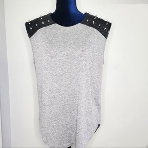 ASOS FAUX LEATHER SPIKED SHOULDER TOP NWT
